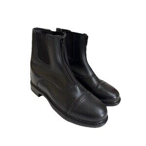 NWOB TuffRider Ladies Starter Black Front Zip Paddock Boots Size 5 Equestrian